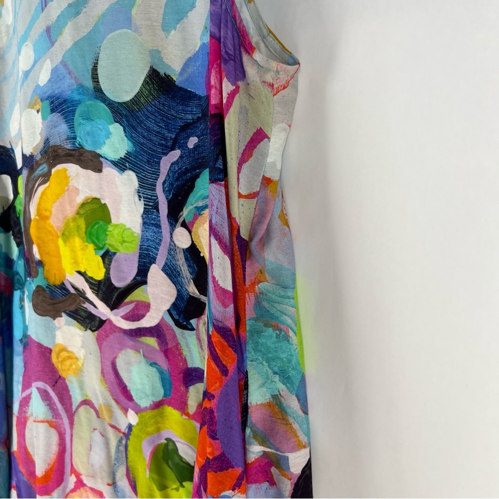 Claire Desjardins Colorful Abstract Sleeveless Button Front Tunic Lagenlook - Picture 13 of 16